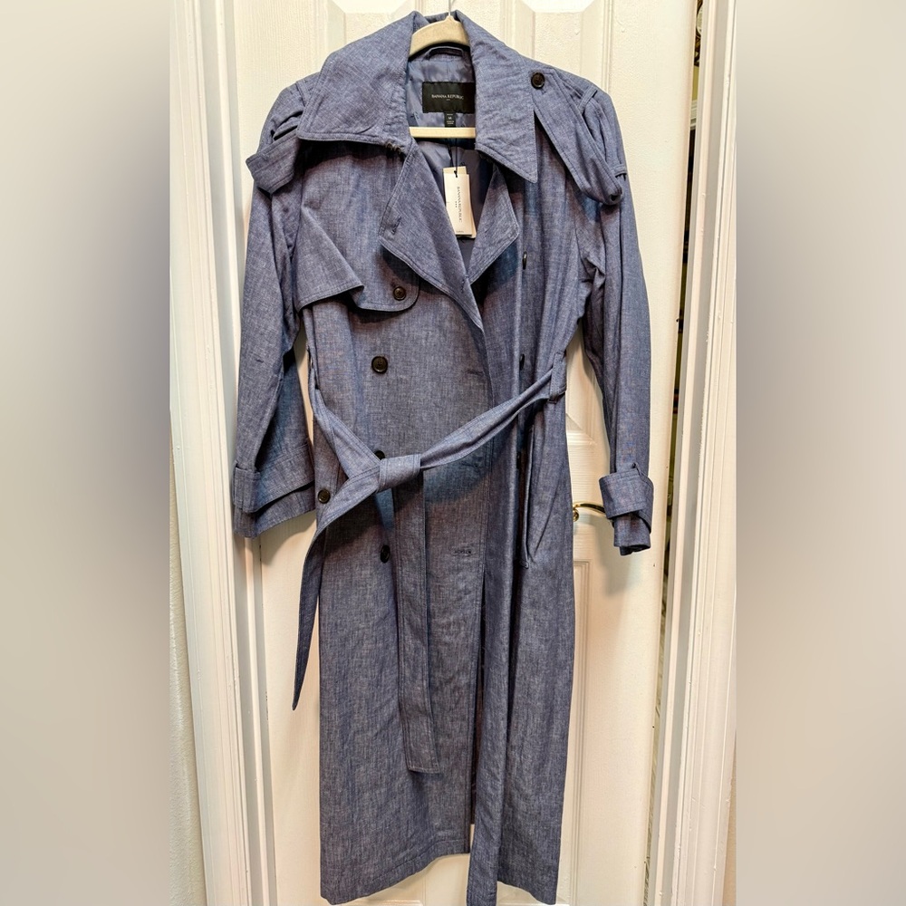Banana Republic Blue Herringbone Jacket Petit